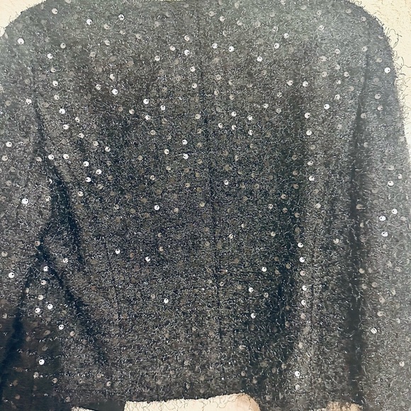 LOFT Elegant Black Sequin Jacket size 8 - Picture 6 of 6